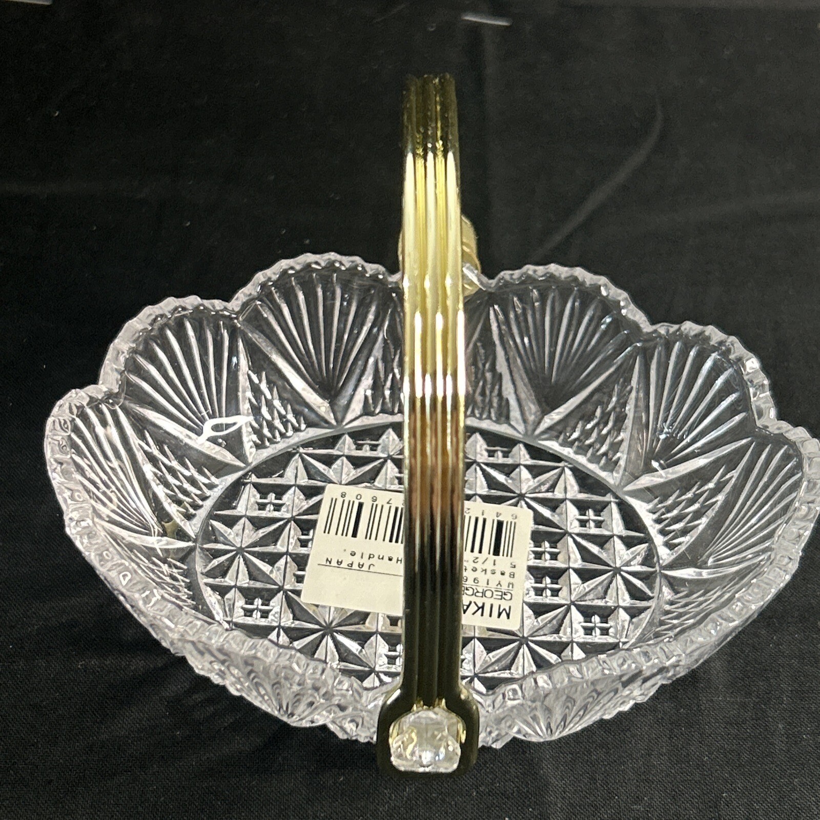 Mikasa Georgetown Crystal Basket, Dish with Gold Handle 5.5” WY196/525