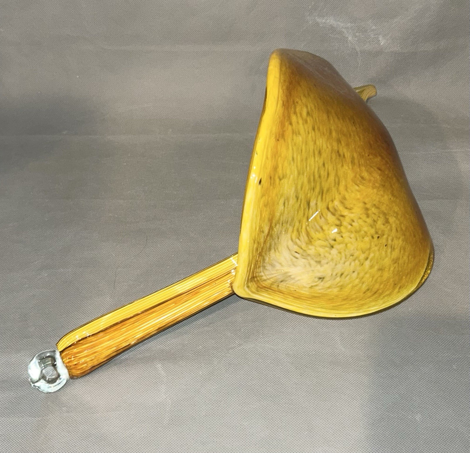 Vtg Leaf Form Sculpture Murano Style Art Glass Hand Blown 18″ Hanging Yellow