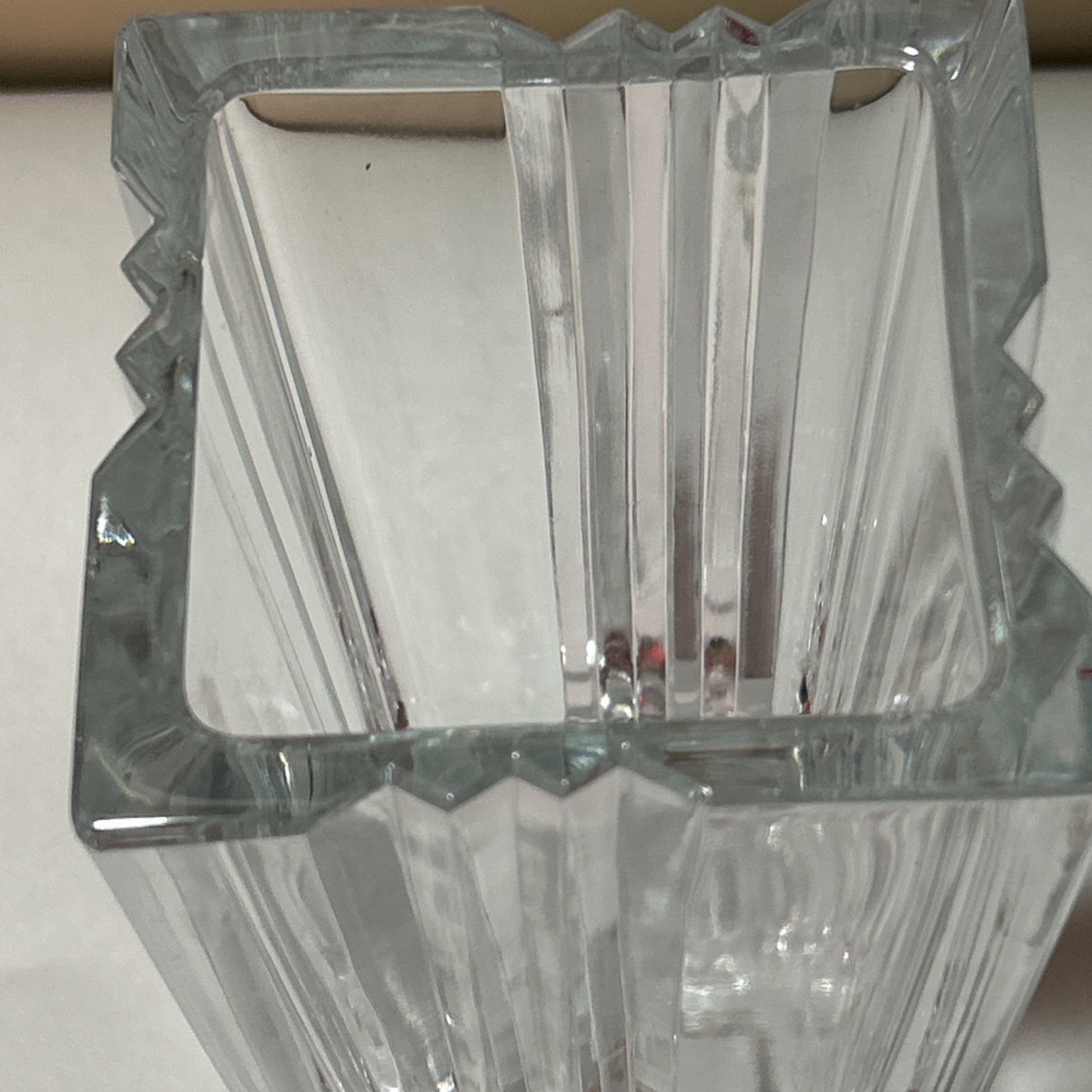 Bohemia Czech Republic Hand Cut Lead Crystal Square Vase 10″ EXCELLENT 5 Pounds