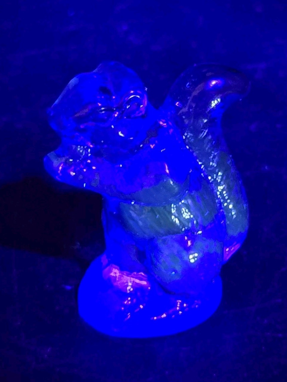 Vintage blue cobalt glass squirrel figurine