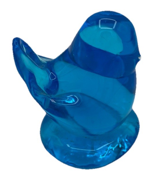 Art Glass Bluebird of Happiness 2″ Signed Leo Ward 1988