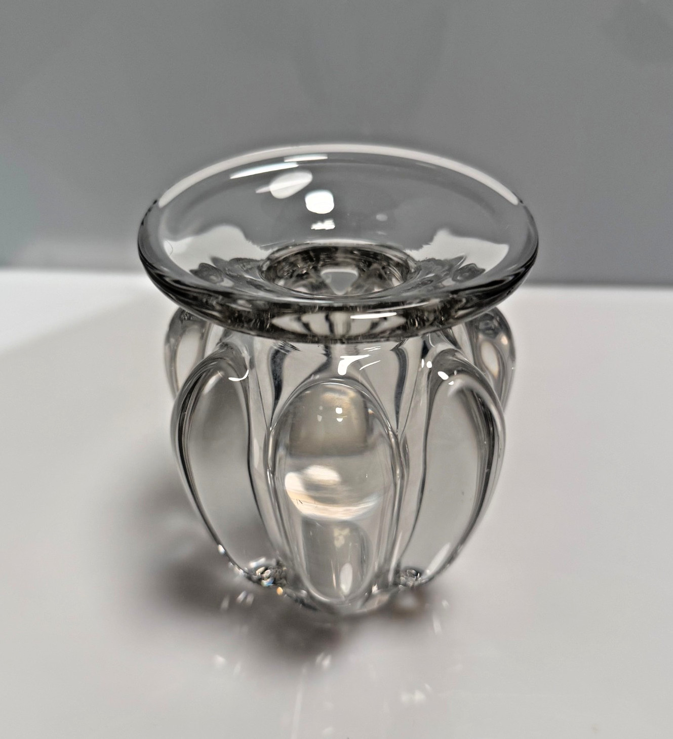 Vintage Mid-Century Art Vannes French Clear Crystal Vase – 4 3/4” Tall