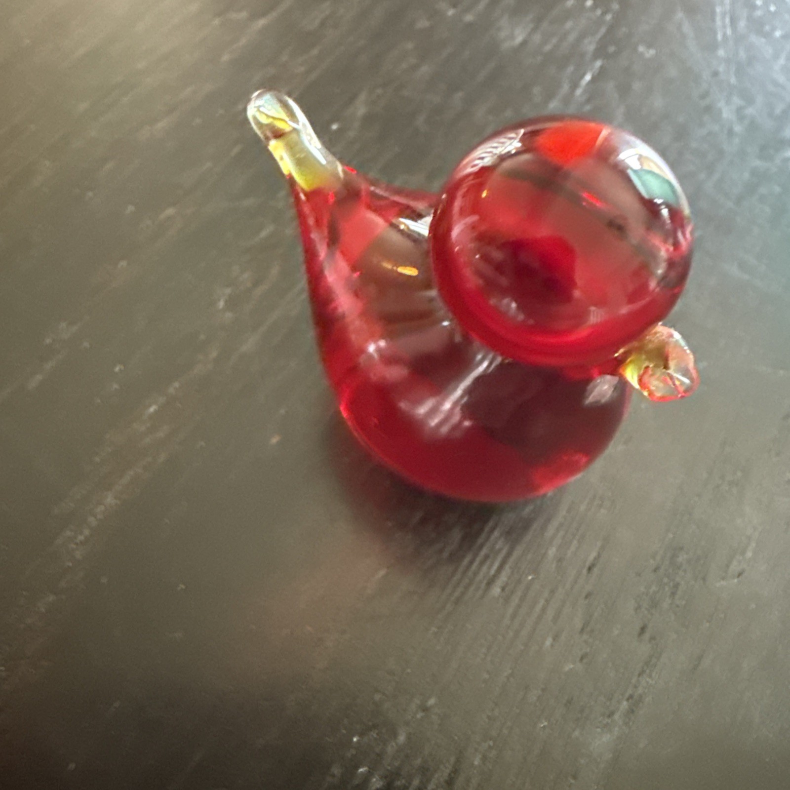 3 Vintage Blown Art Glass Ruby Red Amberina Miniature Cardinal Bird 1.5” EUC