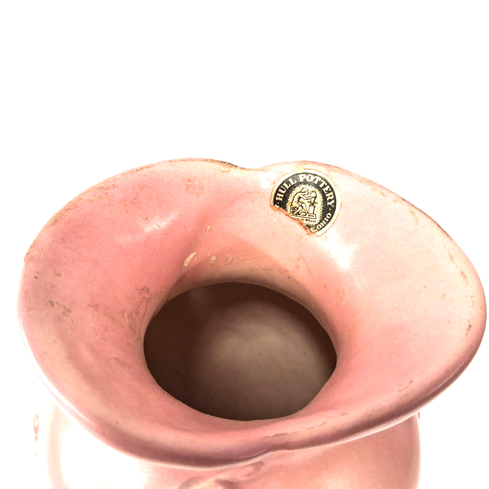 Hull Magnolia Vase Pink Blue Matte Floral Art Pottery USA Vintage Double Handle