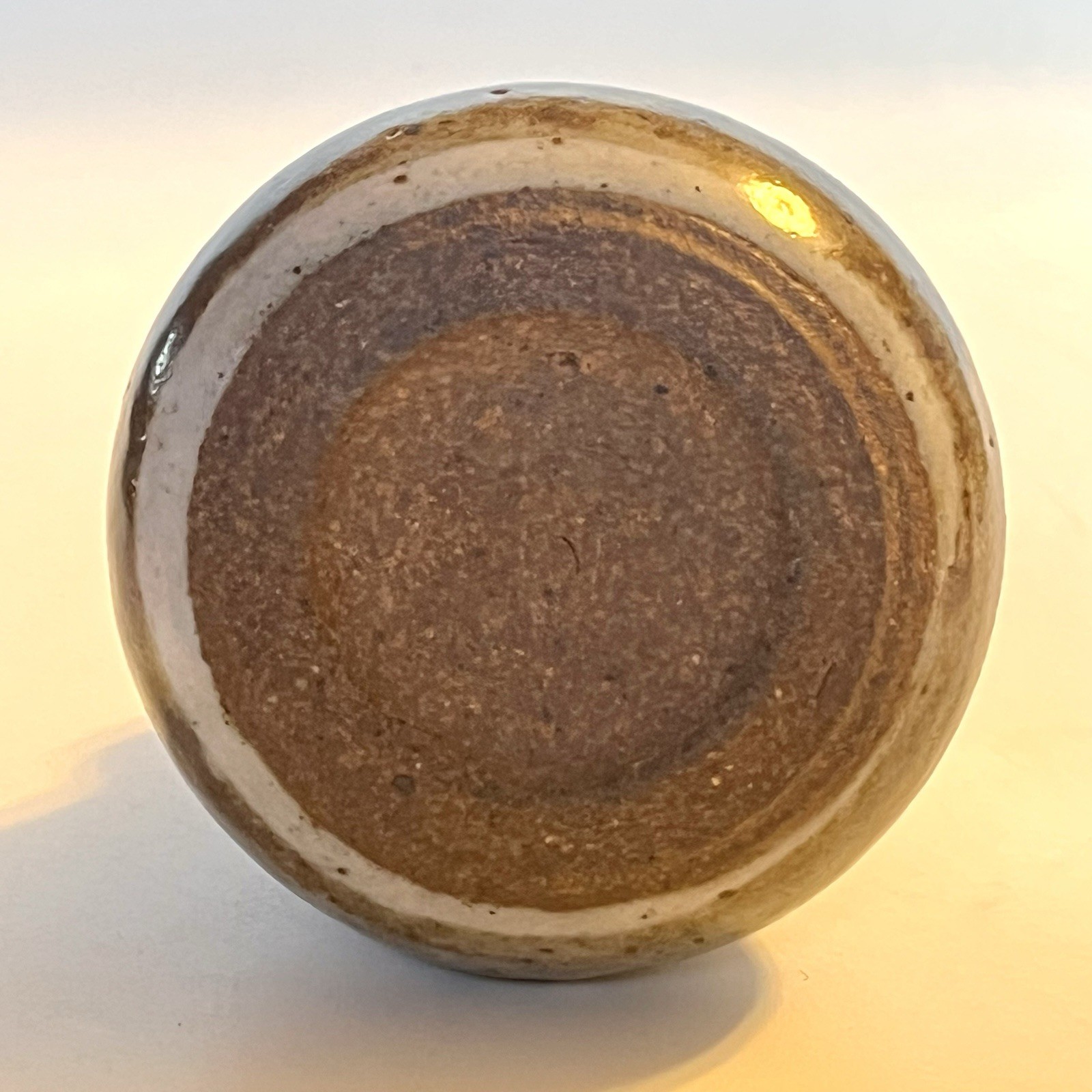 Vtg Studio Art Pottery Hand Thrown Gray Brown Blue Speckled Stoneware Vase 3.25″