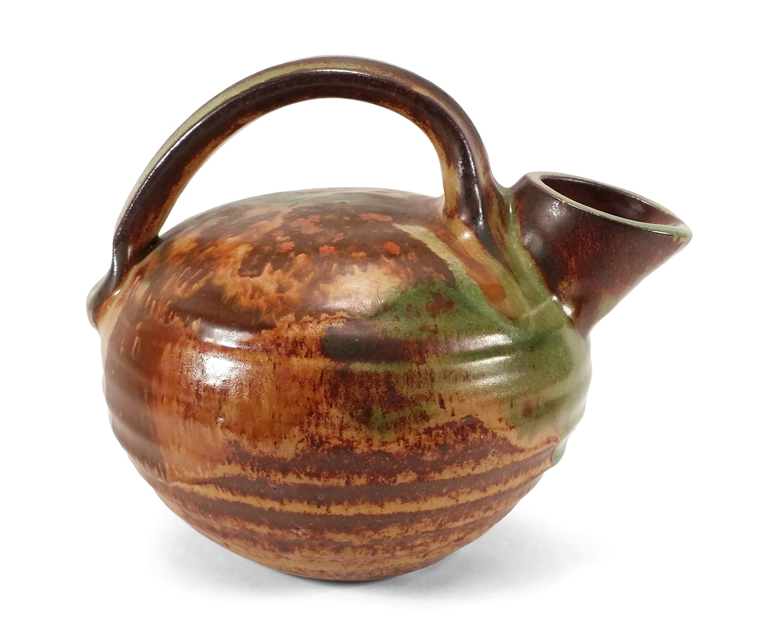 VINTAGE EUROPEAN ART POTTERY PITCHER JUG W/ ORGANIC FLOWING GLAZE LIKELY FRENCH