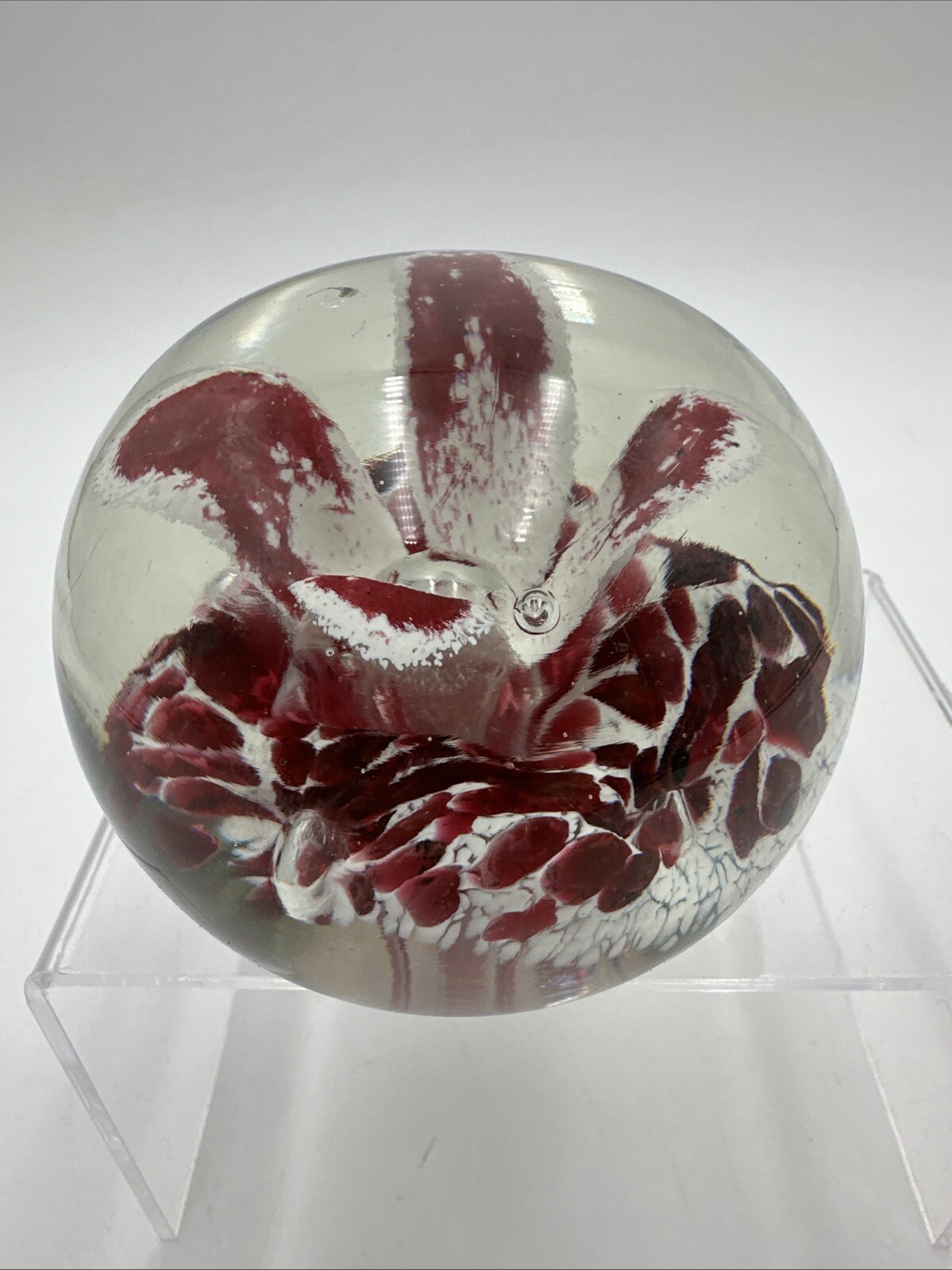 Flower Art Glass Paperweight 3″ Tall and 3″ Diameter 1.6 Lbs Beauty Pink Purple