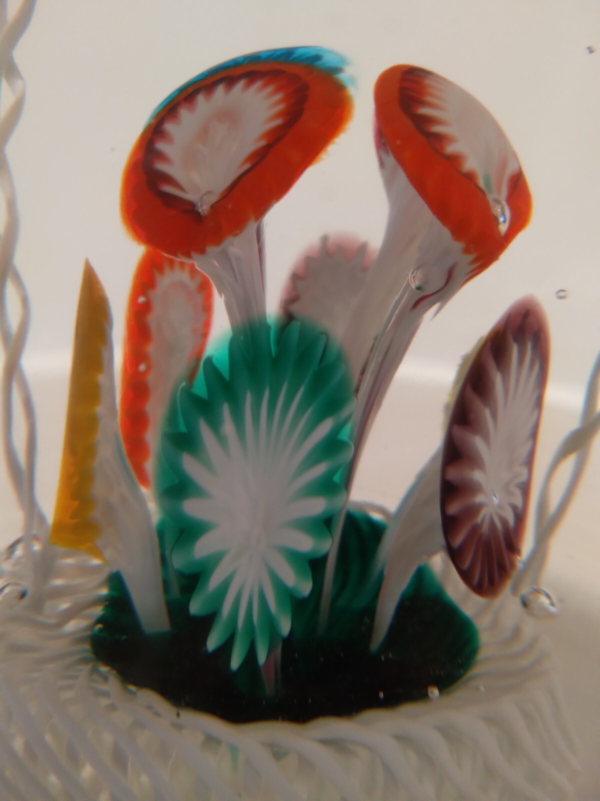 Huge 8.5″ Murano Basket Of Multi Color Flowers Art Glass Paperweight
