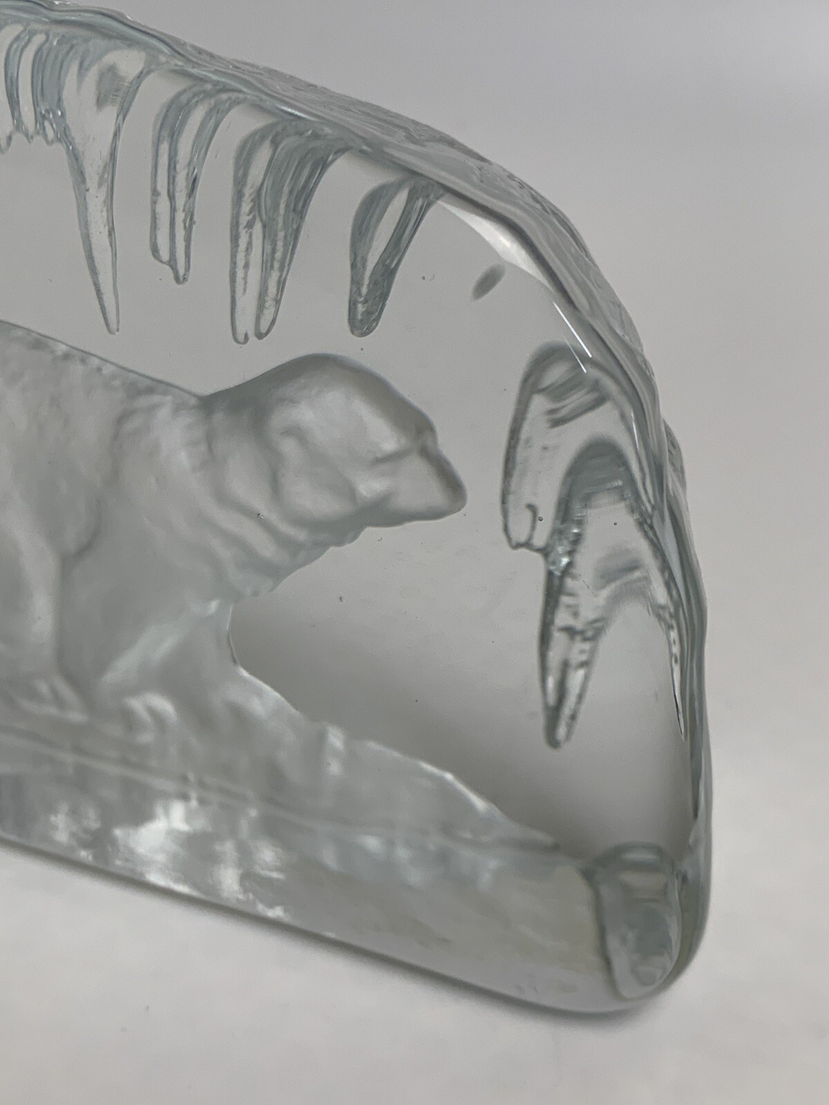Nybro Polar Bear Crystal Block Hand Made Swedish Art By Rune Strand Paperweight
