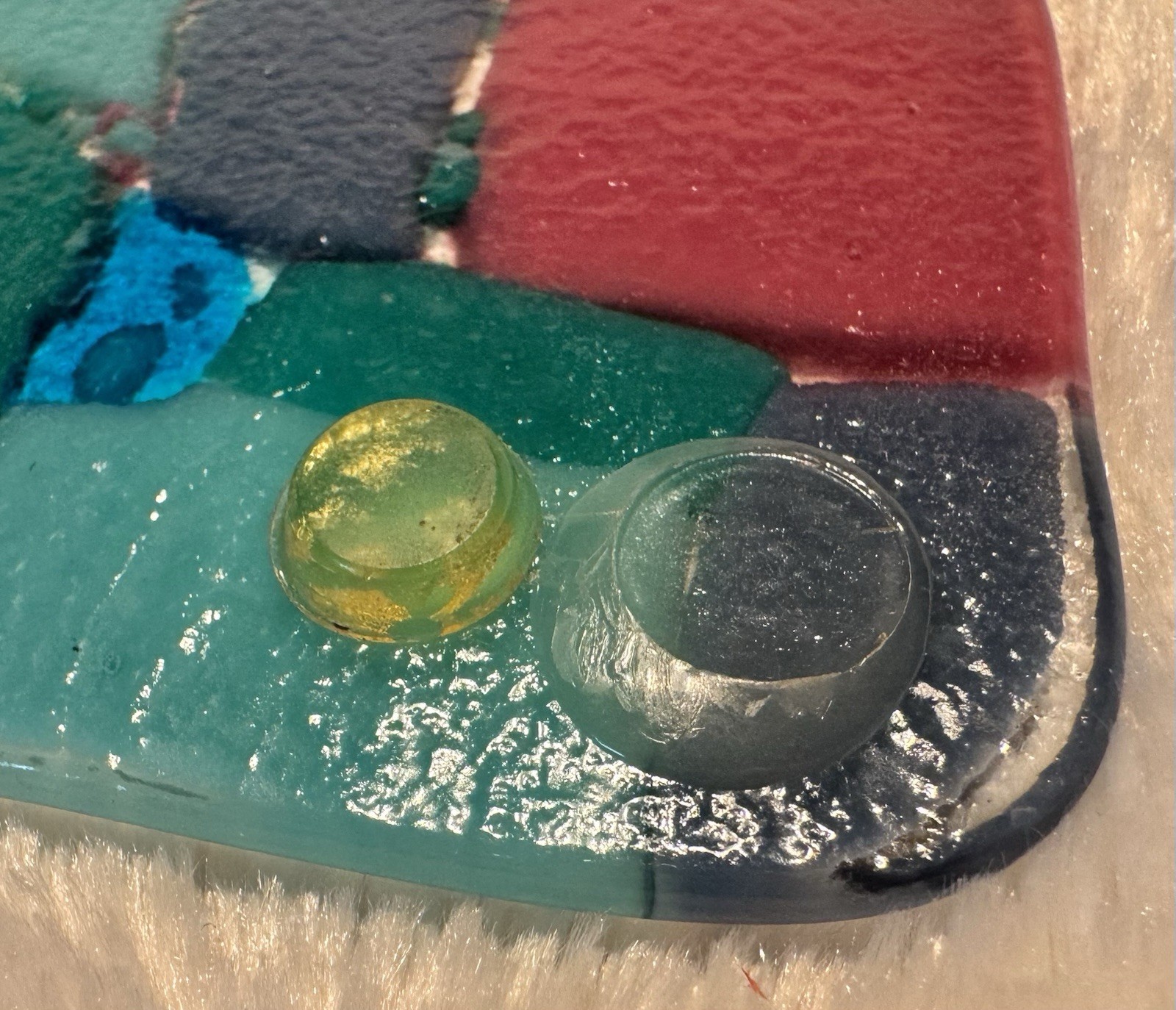 Fused Art Glass Square Candle Holder, Trinket Catcher Coaster Patchwork Colorful