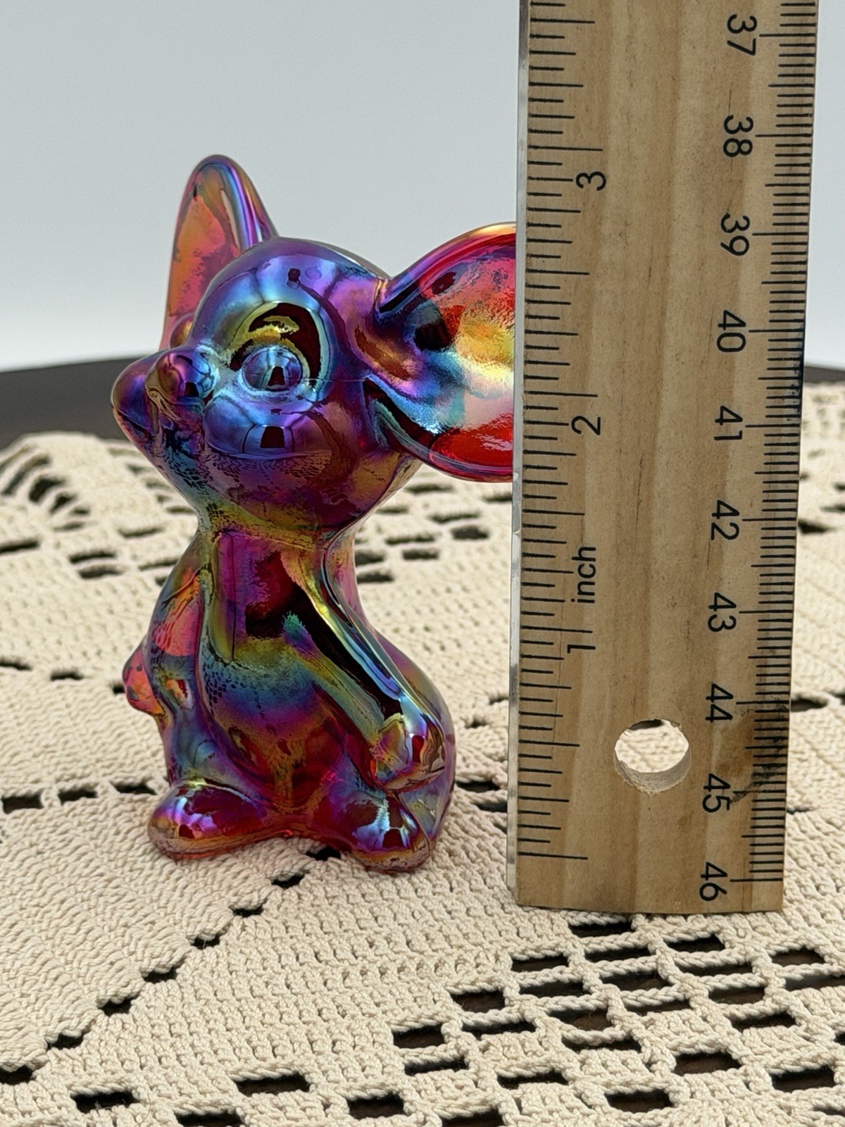 FENTON RED CARNIVAL IRRIDIZED BIG EAR FENTON MOUSE