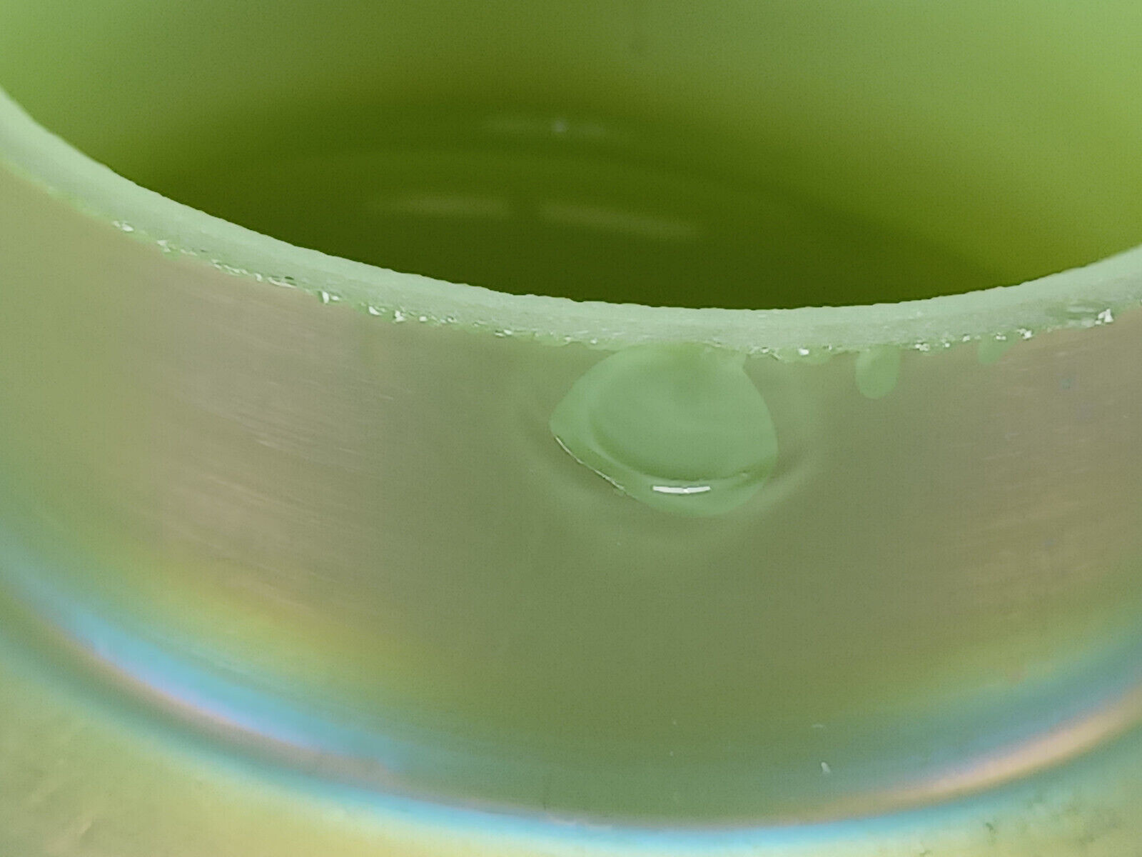 Bohemian Rindskopf Iridescent Gold Spotted Green Glass Vase Circa 1900