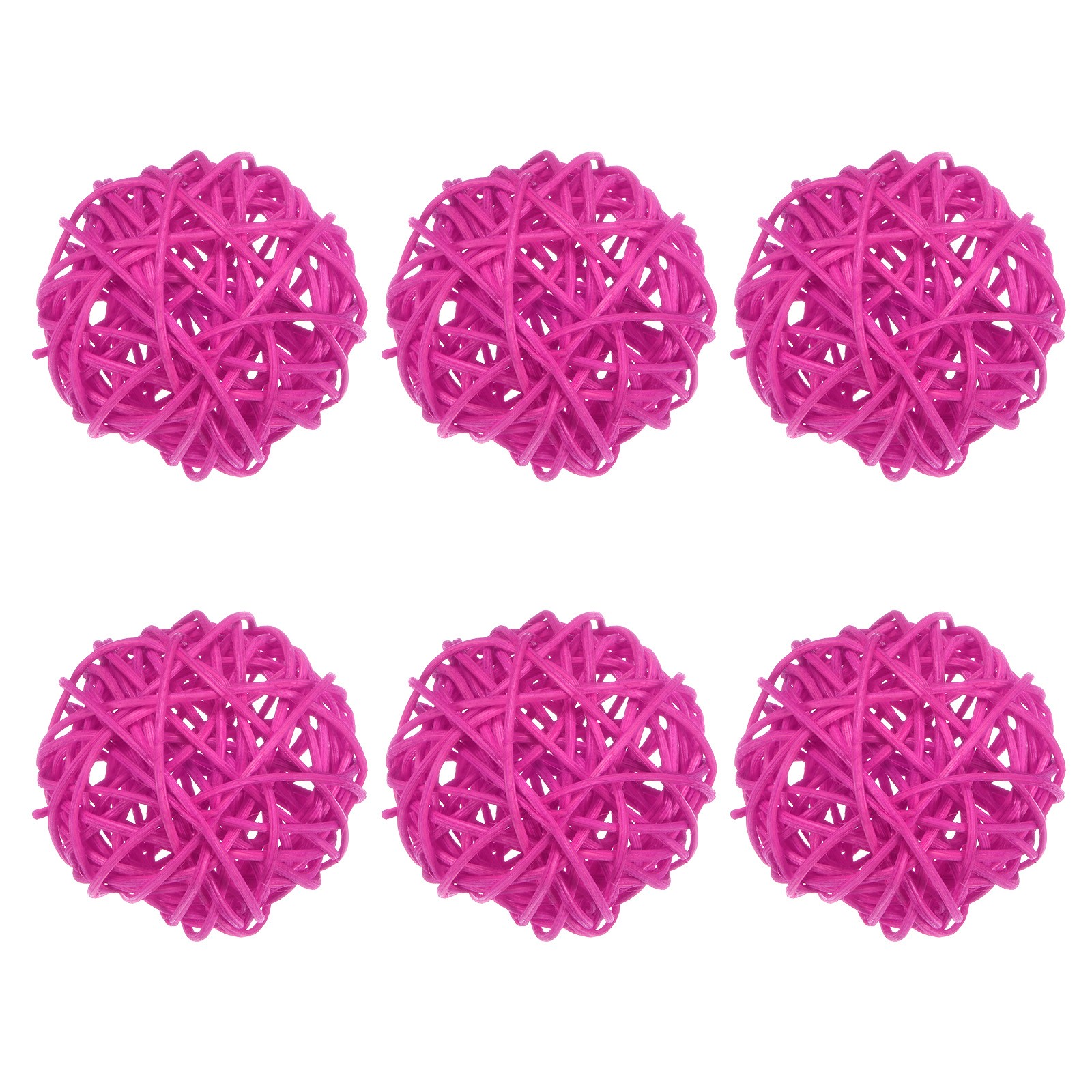 6-Pack Wicker Rattan Balls 2.4 Inch for Christmas/Weddings/DIY [Rose Red]