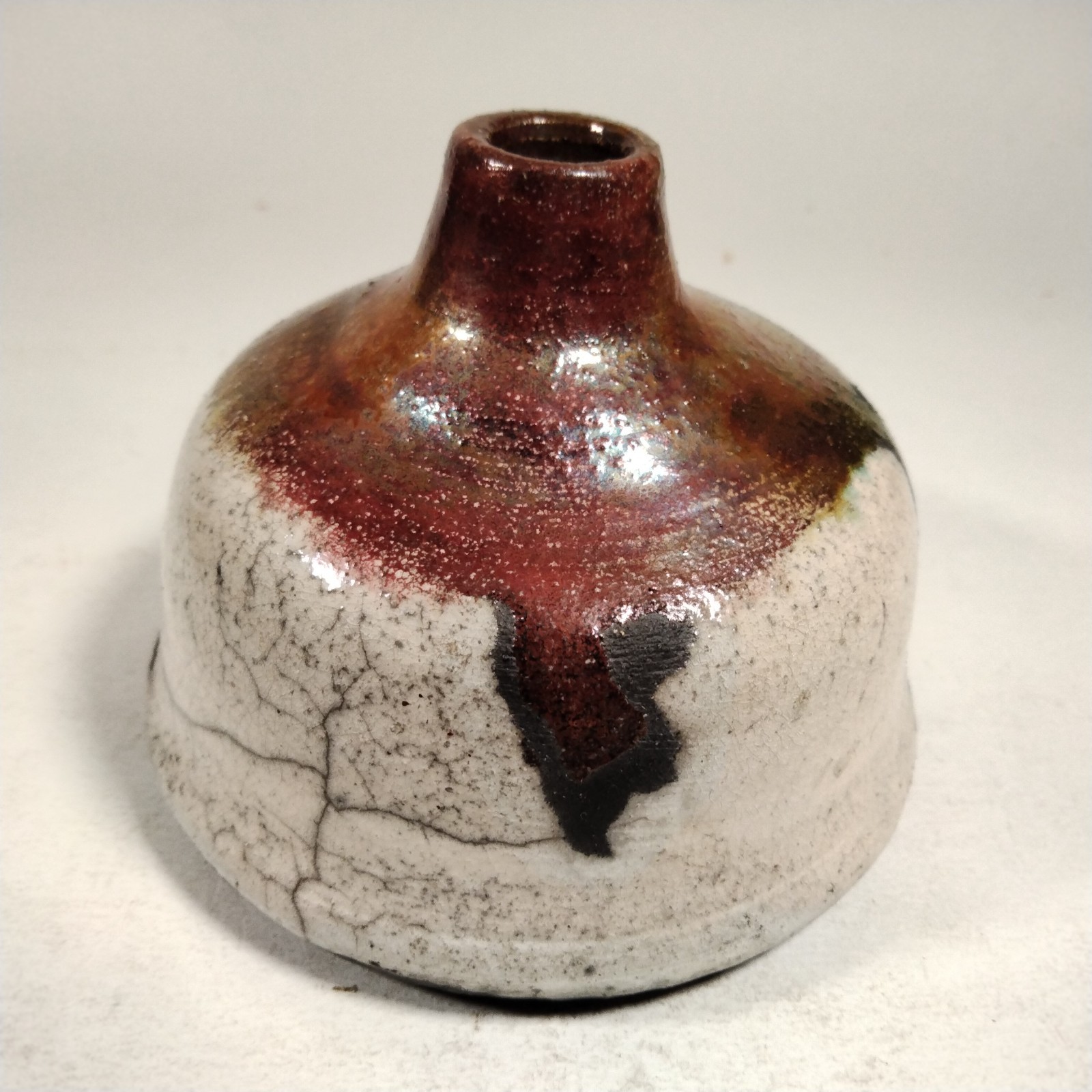 Pottery Bud Vase Signed F. Jamil 3 in Tall 4 in Diameter