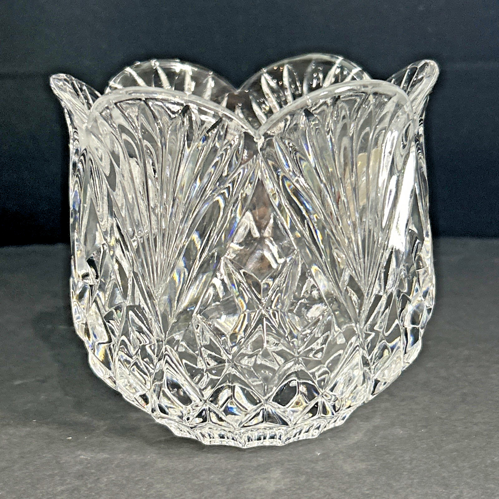 GODINGER PINEAPPLE Large Votive Candle Holder 1980s ELEGANT CRYSTAL