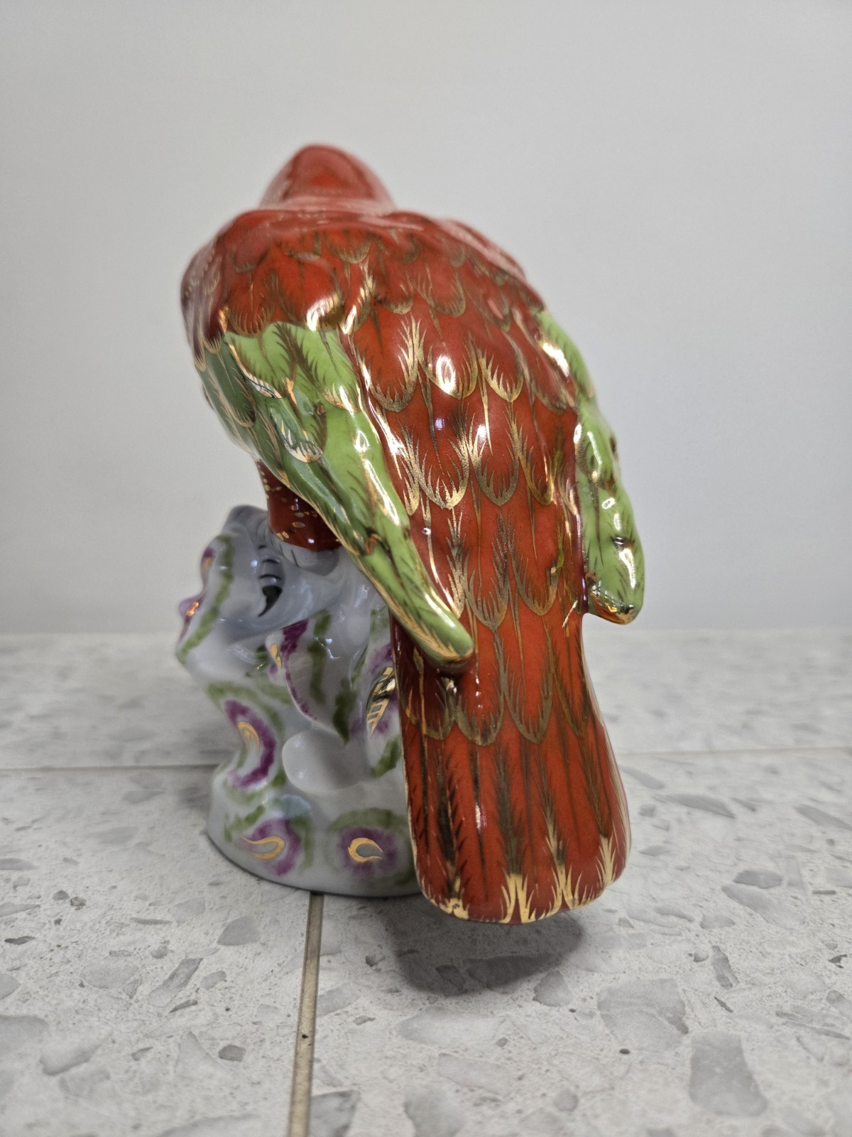 Herend Porcelain Parrot Figure Naturalistic 5002 CD1 Red Green Large