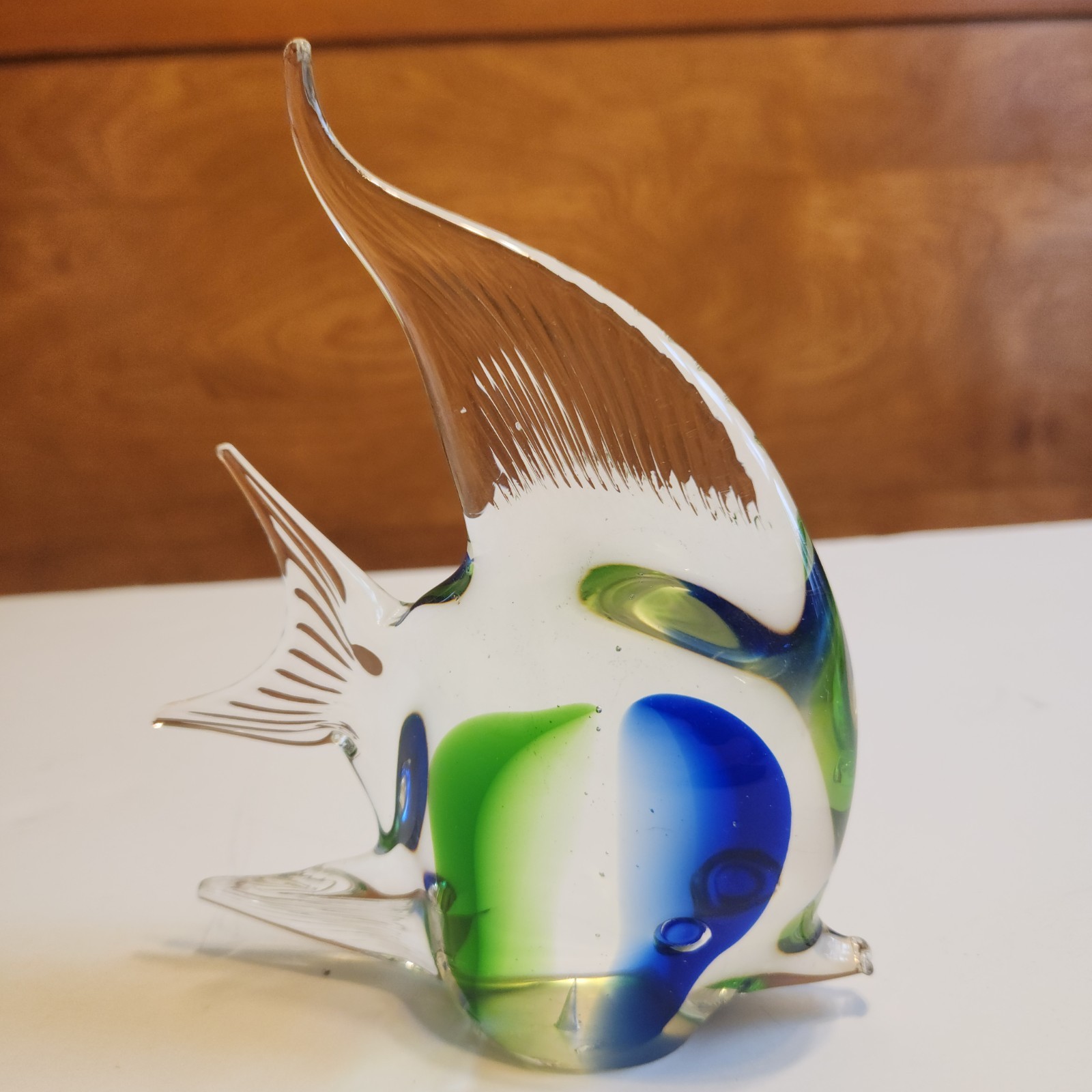 Lot of 2 Art Glass Fish Figures Murano Style Angelfish & Tropical Vintage