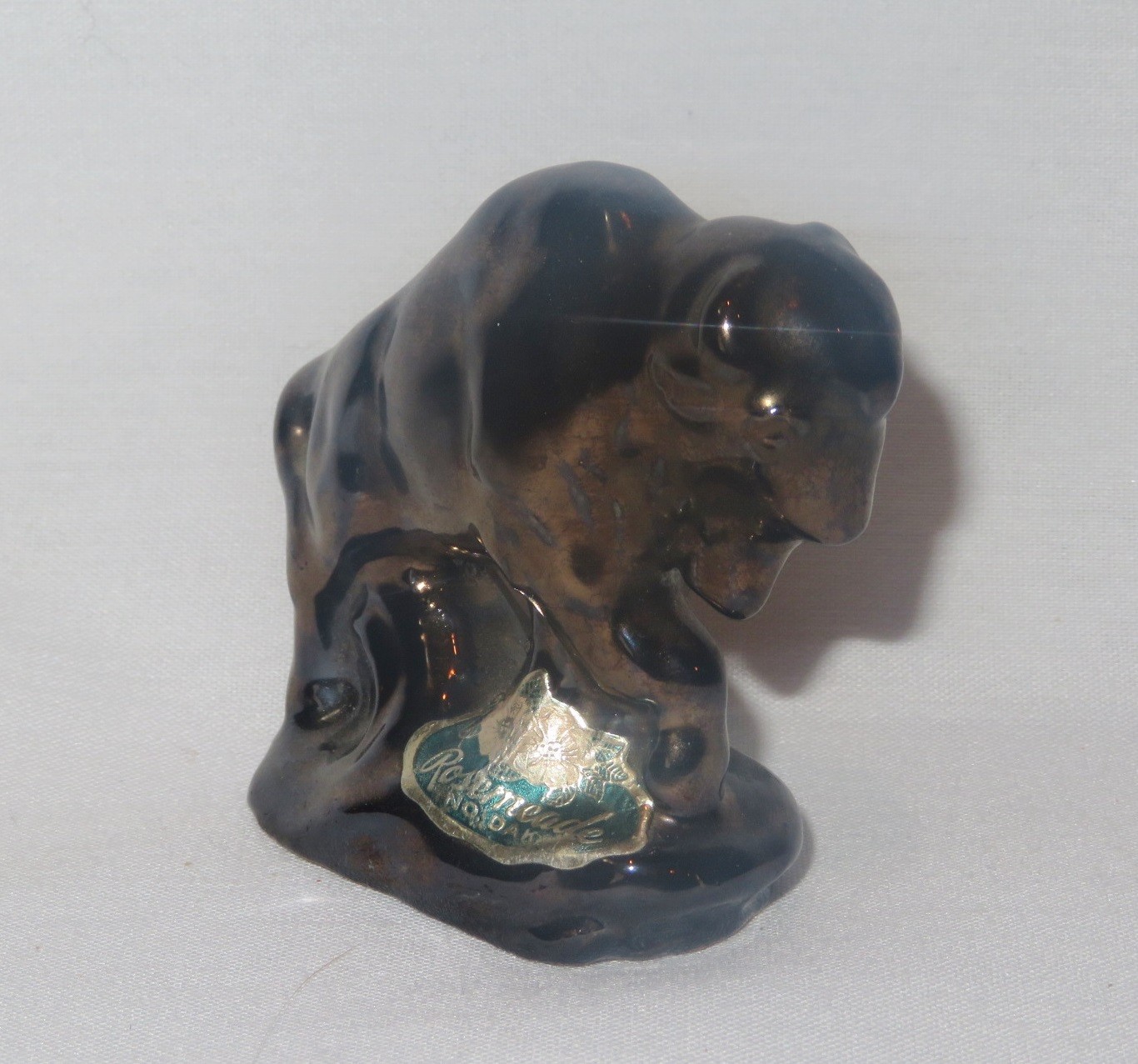 Rosemeade Small Bison Buffalo Bronze Gloss Glaze MINT 2” X 2.75”