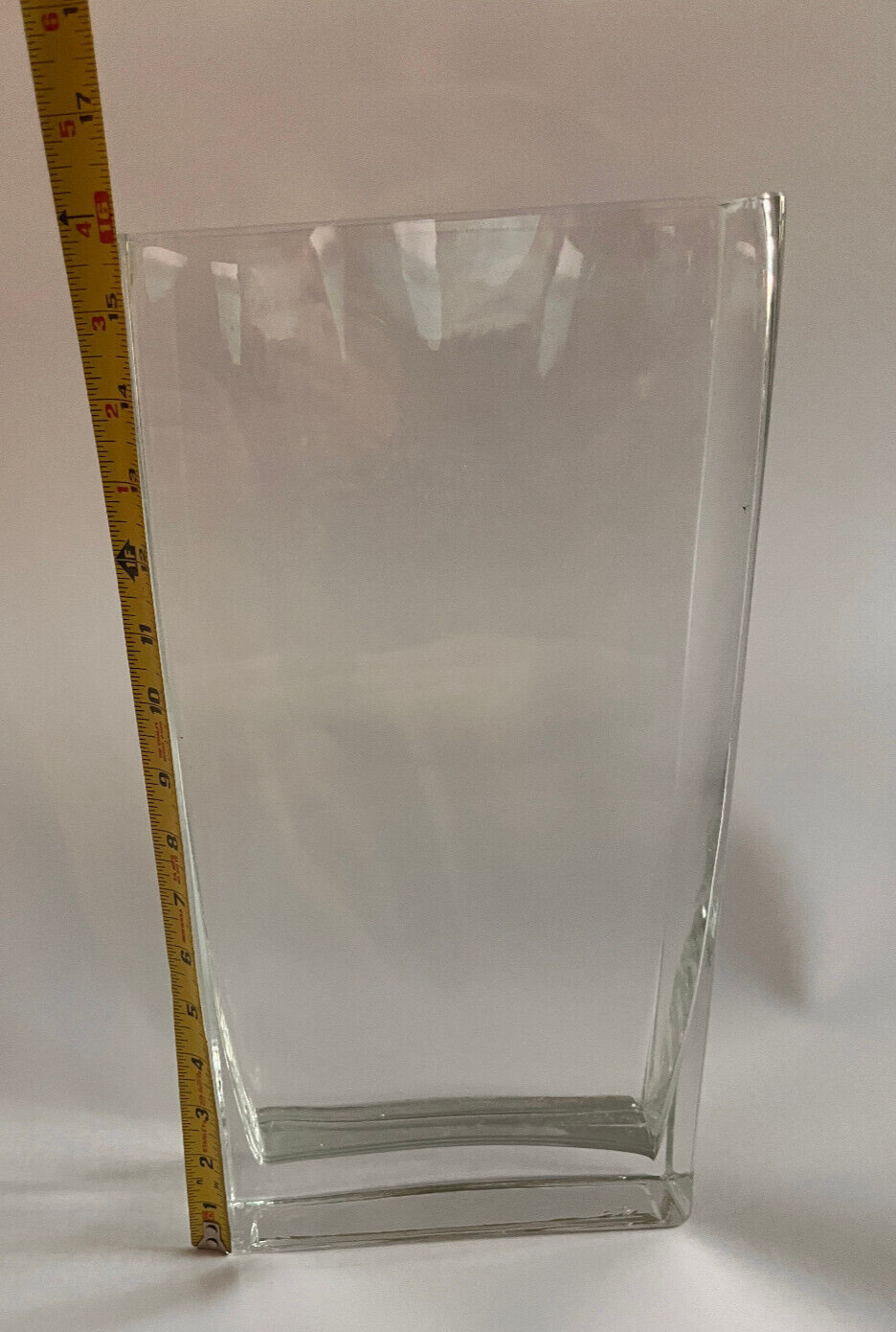 HEAVY 16″ x 8″ Wide Rectangular Thick Clear Glass Elegant Vase Weighs 8 Lb 13 Oz