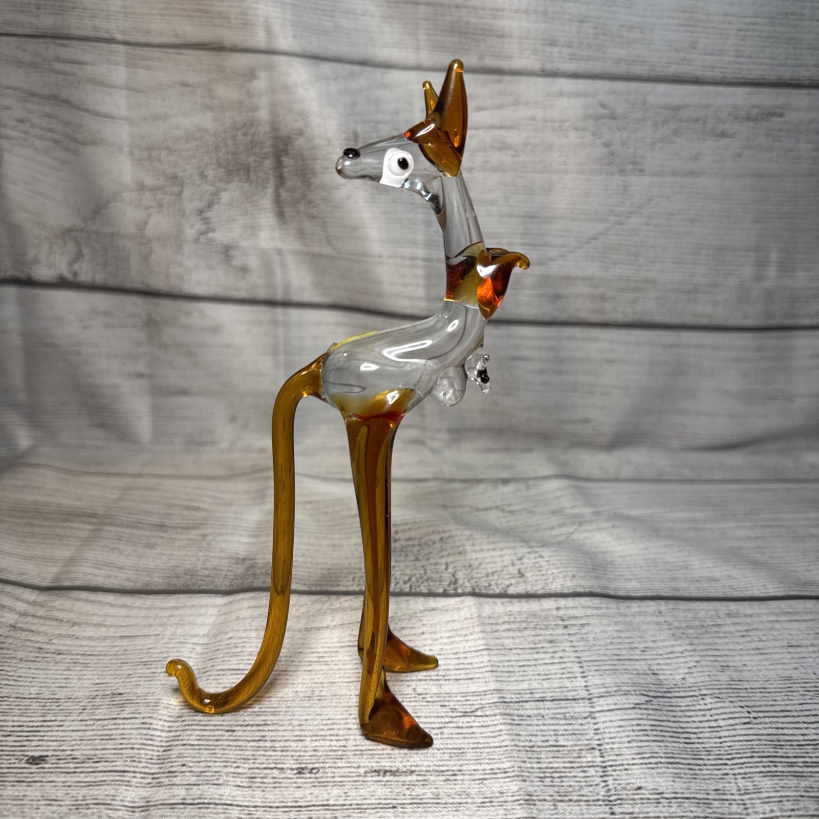 Vtg Art Glass Kangaroo Joey W/ Baby Roo In Pouch Blown Lampwork Animal 6.5″