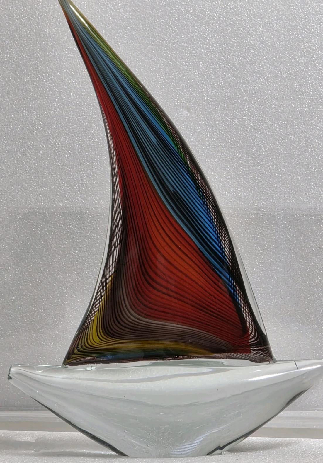 Dynasty Gallery Vinci Hand Fused 12″H x 9″ W Multicolor Glass Sailboat 4 Lb