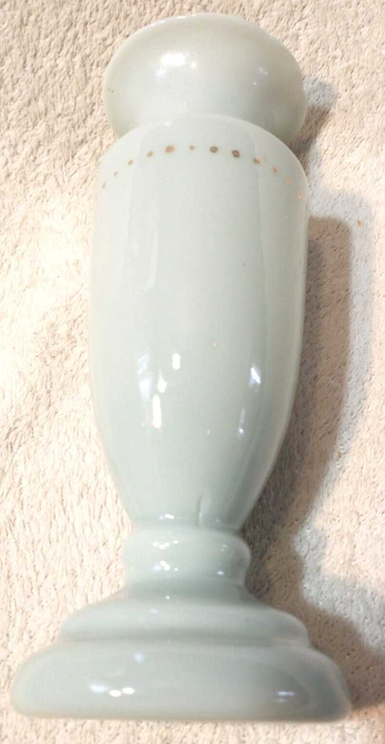 Vintage Green Milk Glass Vase Jade Colored Green Scalloped Top Art A1