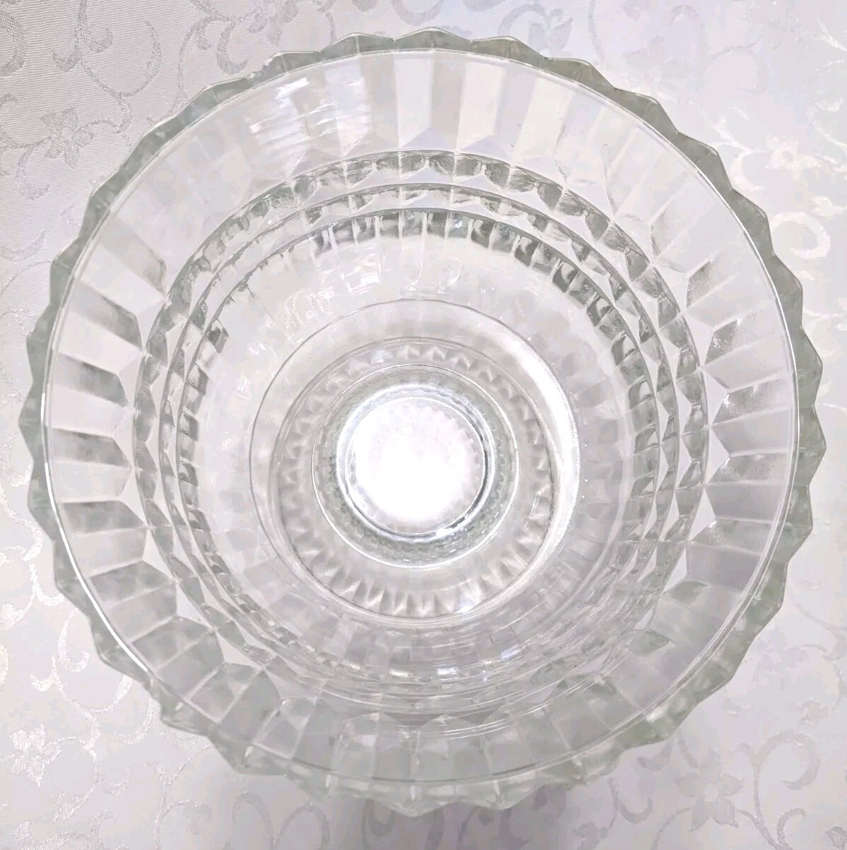 Vintage Clear FTDA 1986 Clear Glass Footed Compote Vase Heavy 5 5/8″H X 5 7/8″W