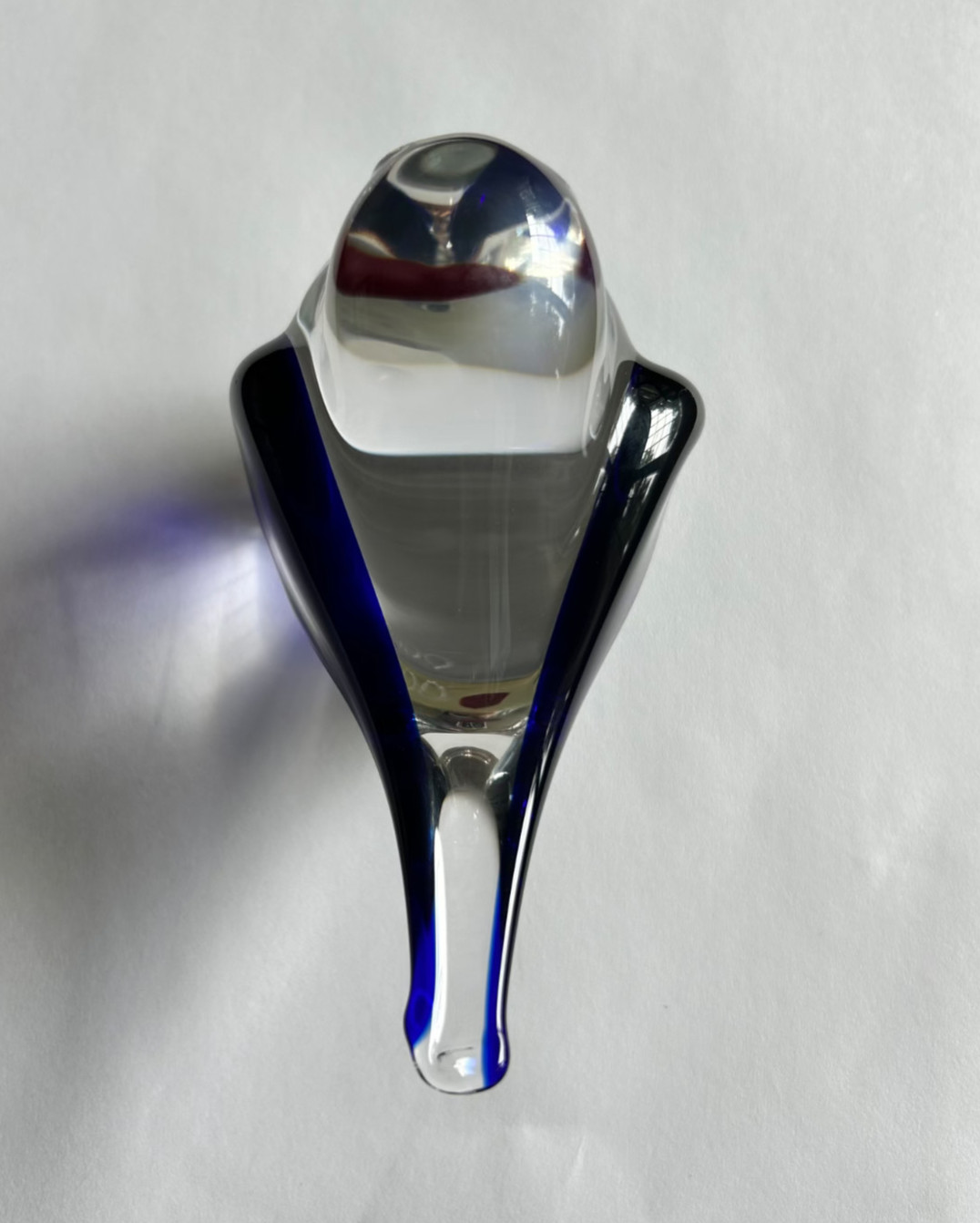 Zellique Vintage Art Glass Cobalt Blue Bird With Heart Signed