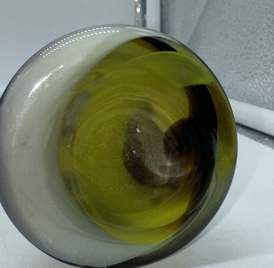 Murano Multi Brown, Green Yellow & White Swirl  Art Glass Vase Vintage