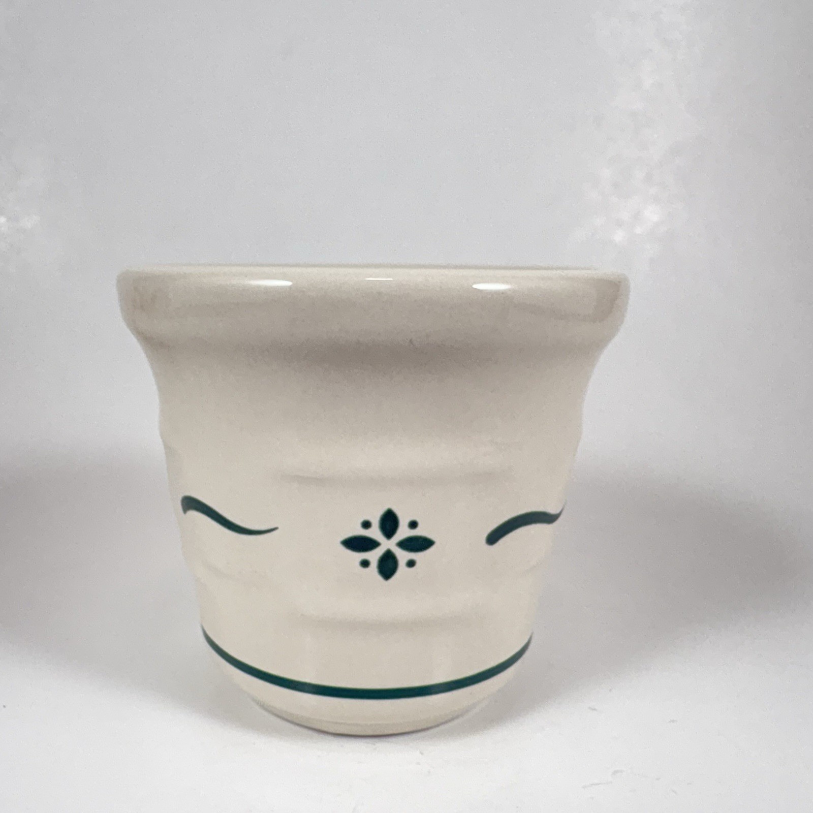 Longaberger Pottery Woven Traditions Heritage Green Votive Candle Holder EUC