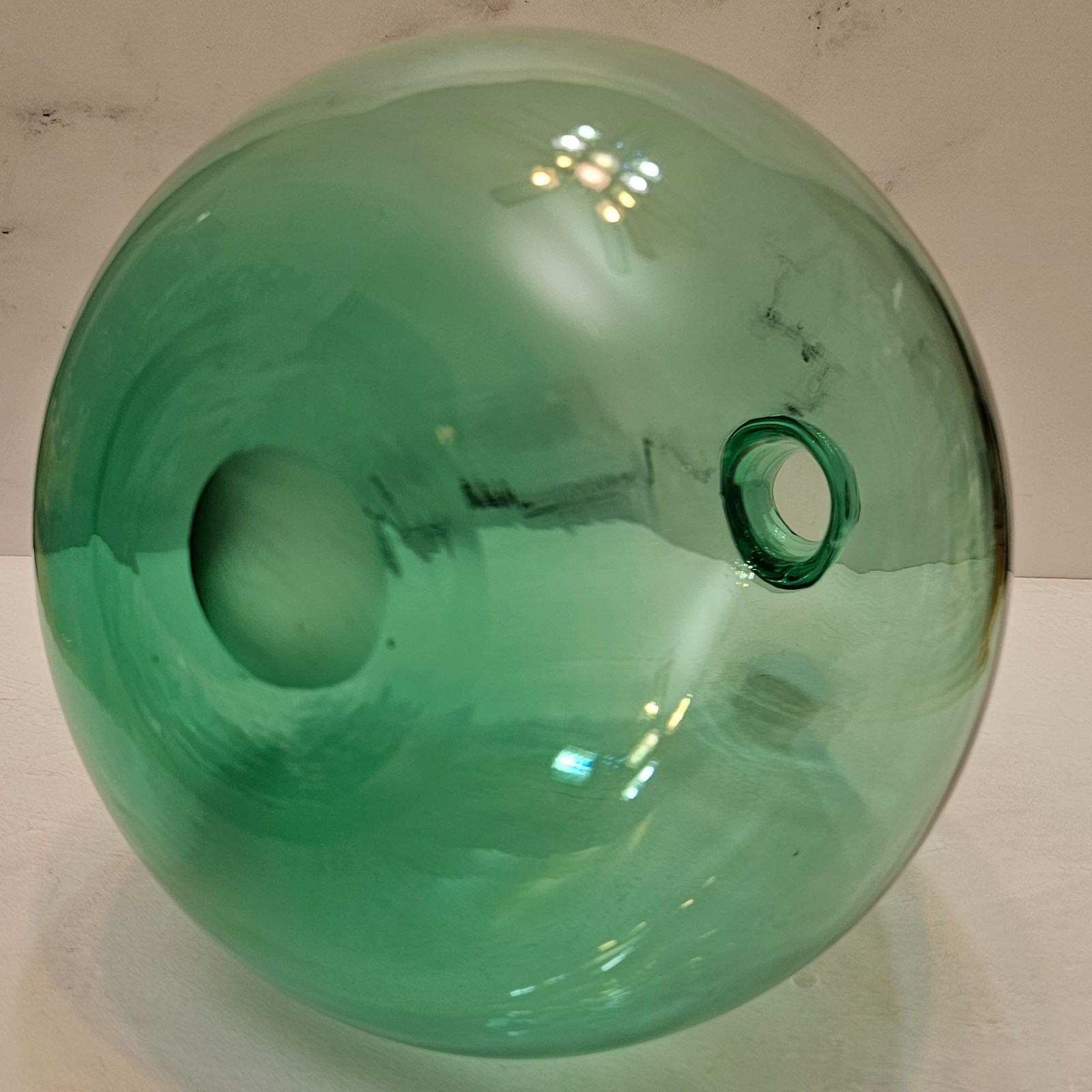 San Miguel Vidreos Recycled Turquoise Green Glass Bottle/Jug/Vase, Bulbous Spain