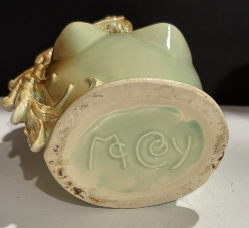 Vintage McCoy Pottery Bird of Paradise Peacock Strawberry Planter Vase Green