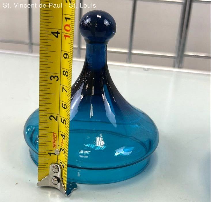 Optic Italian Empoli MCM Vintage Cobalt Blue Candy Dish Apothecary Jar W/ Lid