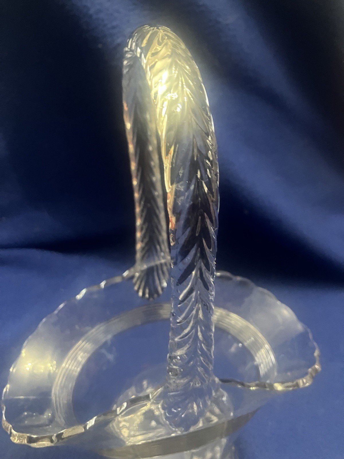Antique Duncan Miller Tavern Glass Basket Large 10″ Clear EAPG PAT’D, c. 1914
