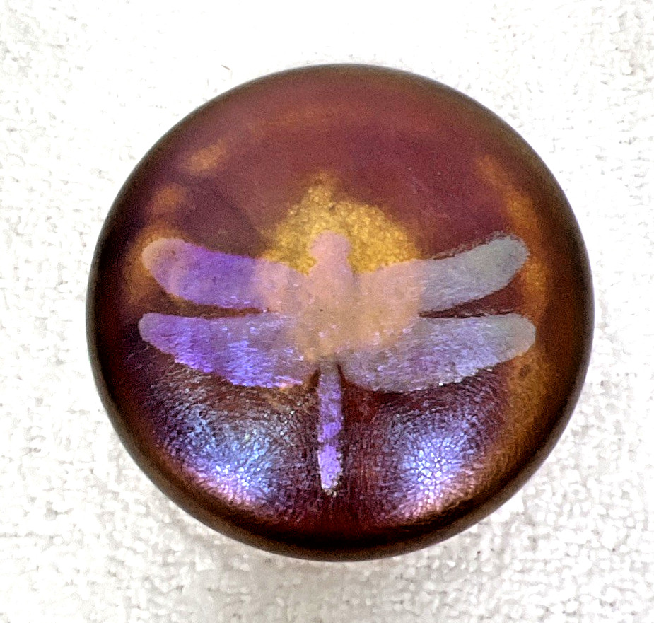 Handblown Gold Iridescent Dragonfly Art Glass Paperweight Artist E Chambers 2006