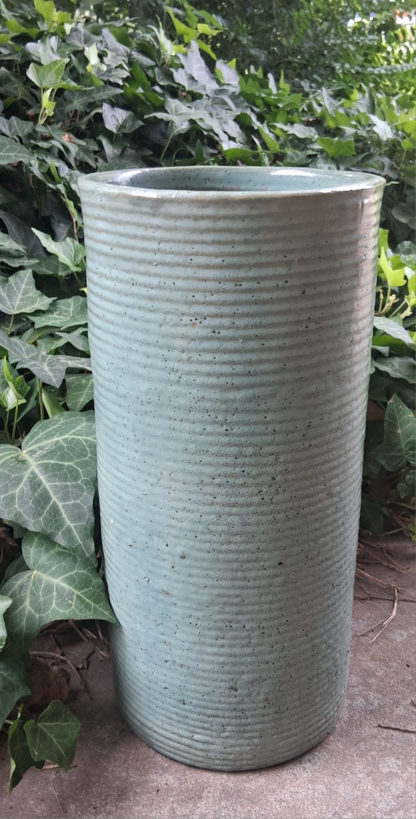 Vintage 1960s Zanesville Stoneware 12 Vase/Planter Matte Green