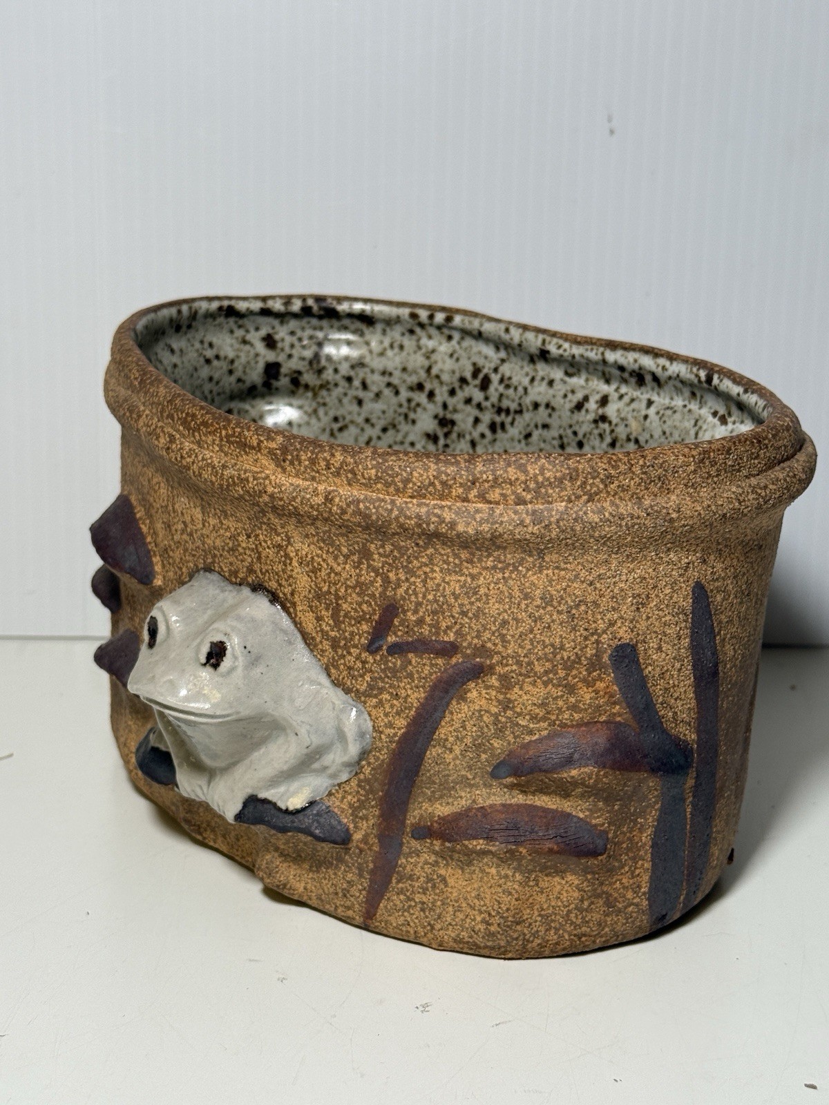 Vintage Art Studio Pottery Frog Planter Signed PW 1974