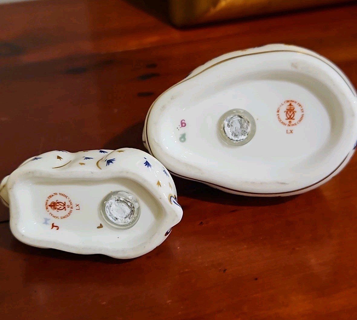 Two Royal Crown Derby Rabbit Paperweights Small & Large No Stoppers