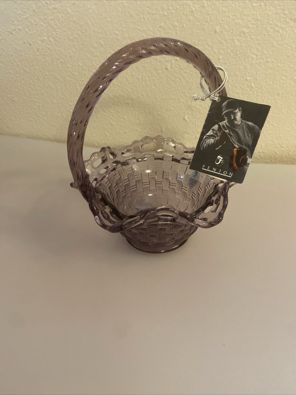 Vintage Fenton Basket Butch Wright Carnival Glass Amethyst Home Decor Handle Art