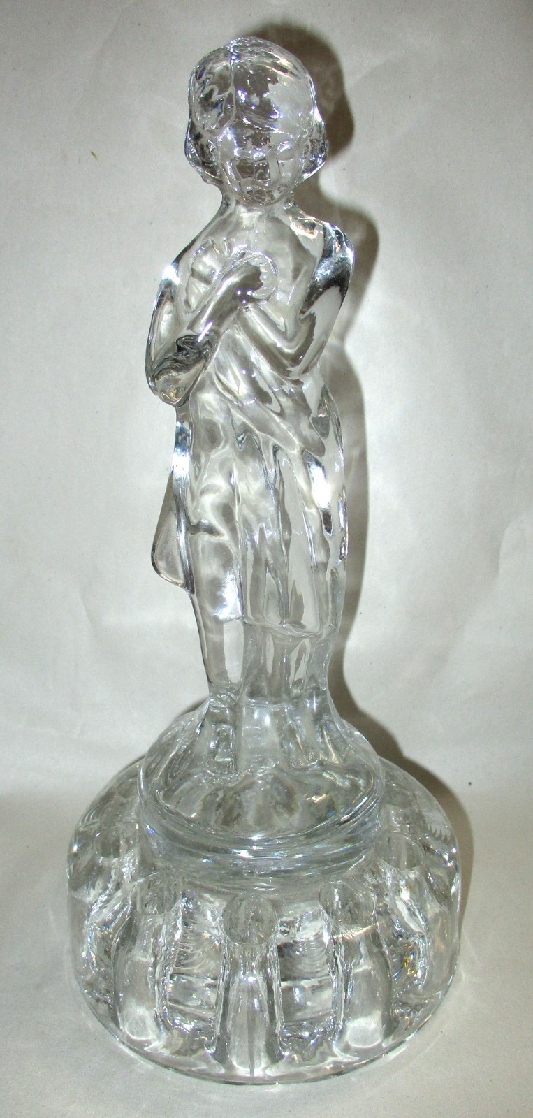 CAMBRIDGE GLASS URANIUM GLASS NUDE BASHFUL CHARLOTTE FLOWER FROG FIGURE