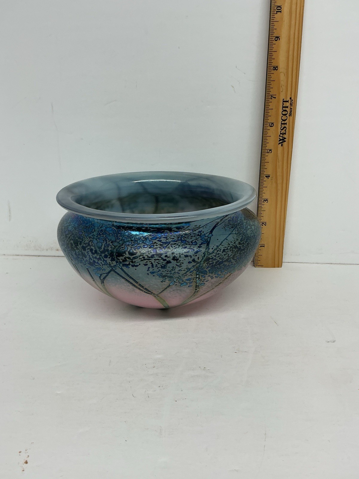 Peet Robison Signed Landscape Series Art Glass Vase Bowl Abstract Tree Design