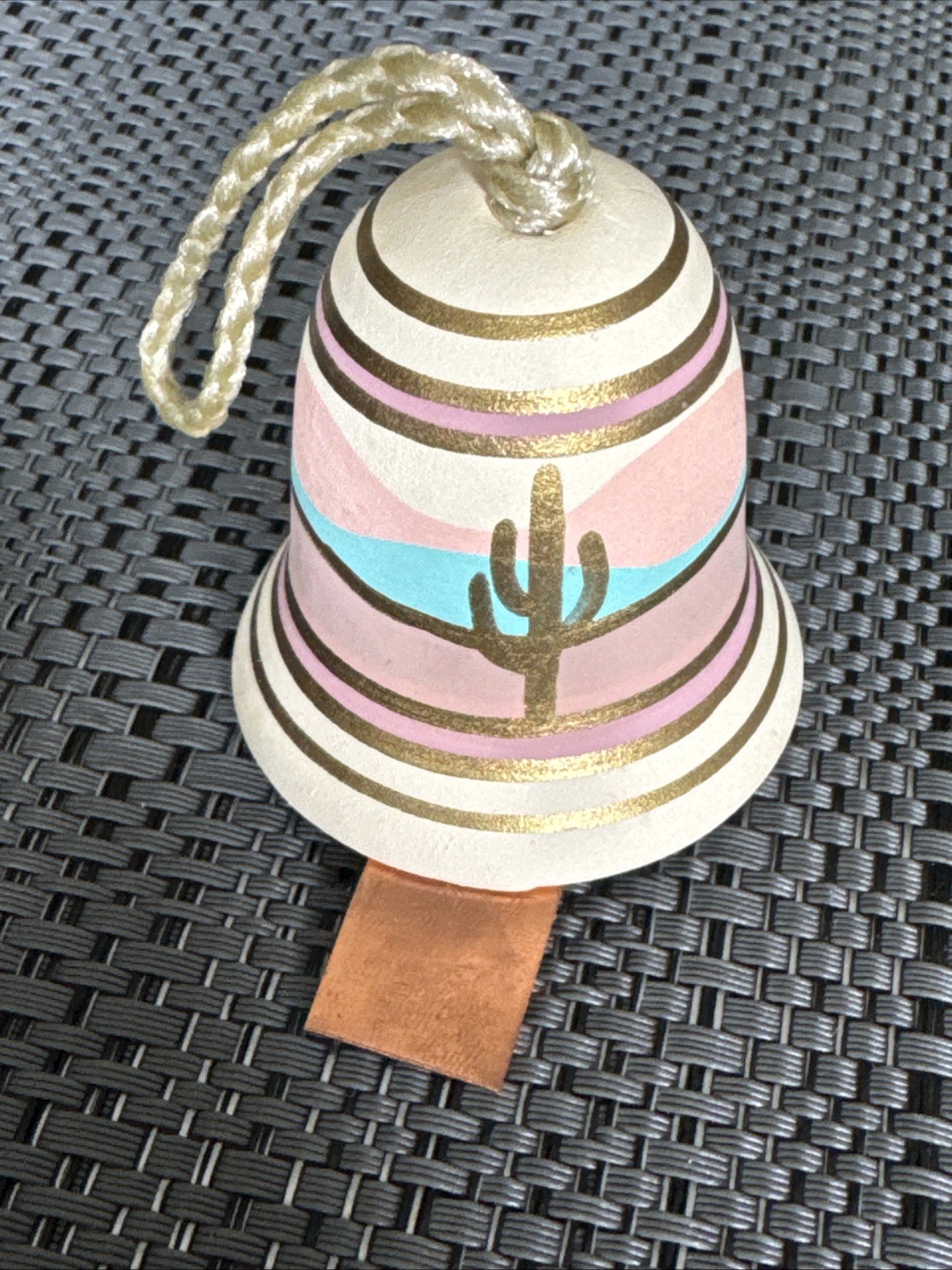 VTG Hand Painted Southwestern Pottery small Wind Bell Chime Ornament