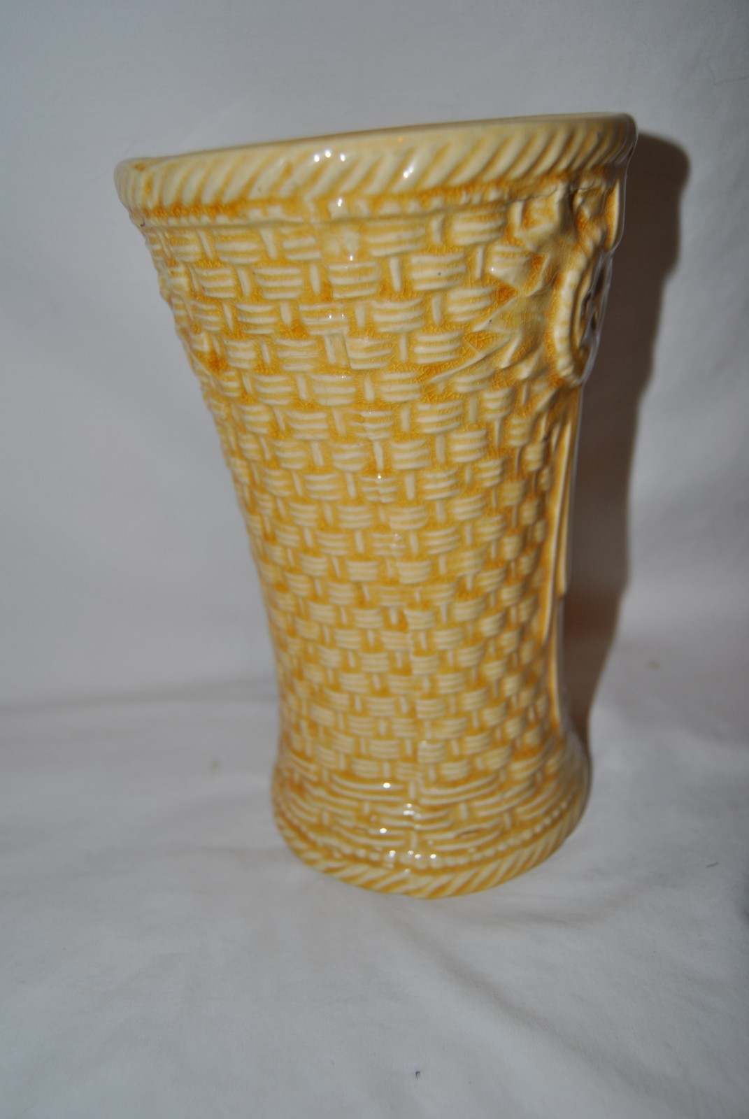 Mccoy Gloss Yellow Basketweave Vase