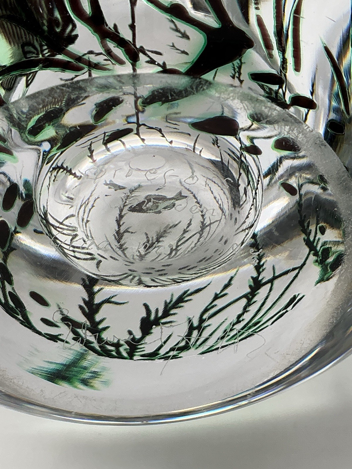 Orrefors Fish Underwater Aquarium Graal Vase Edward Hald Sweden 5.25 Inches