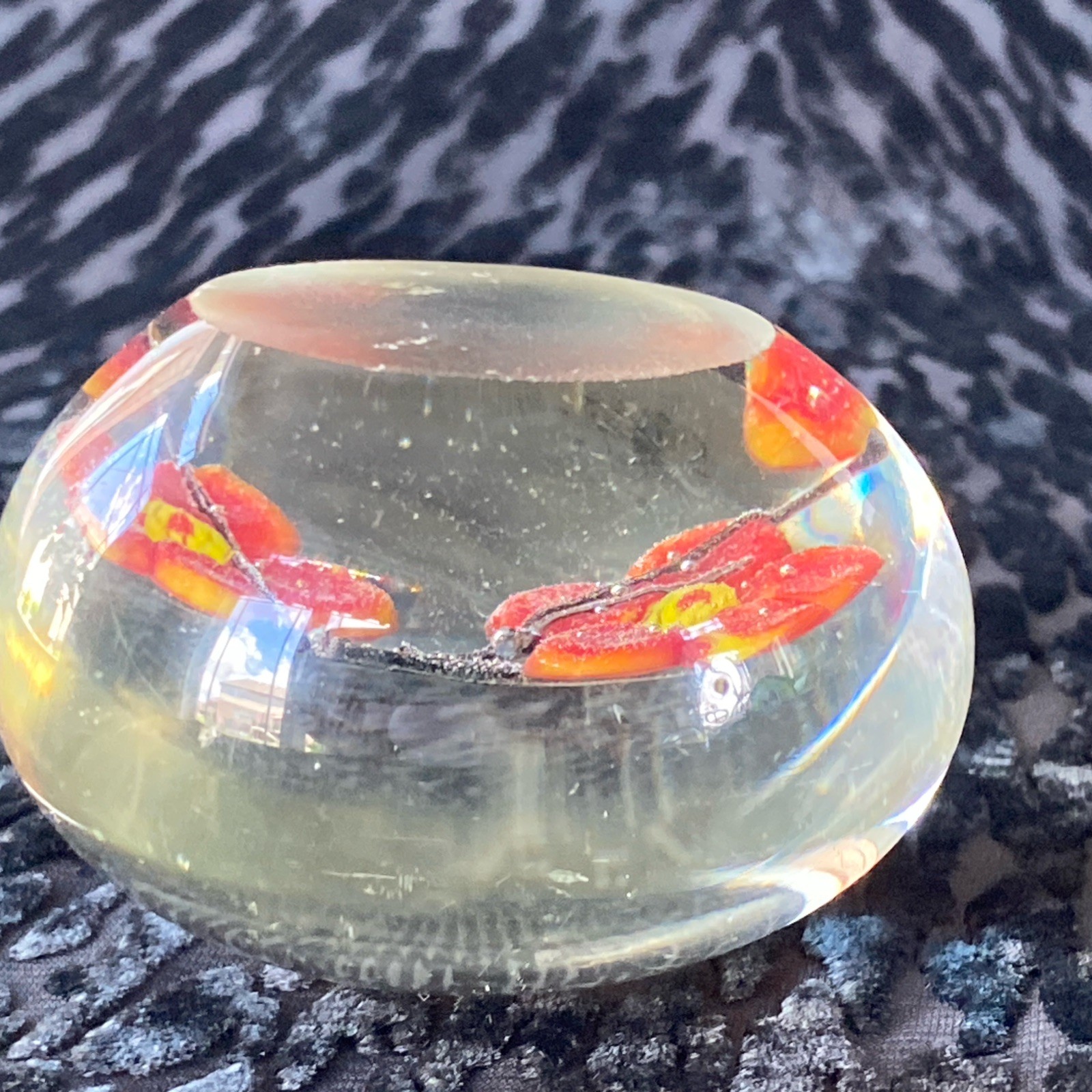 Lot Of 3 Vintage Art Glass Paperweights – Cherry Blossoms And Two Milifiori
