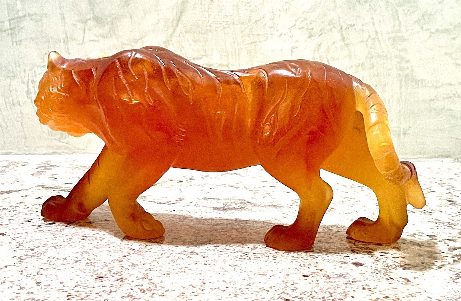 Daum Pate De Verre 10.5” Large Amber Tiger, Model Number: 05034, MSRP $3450.00