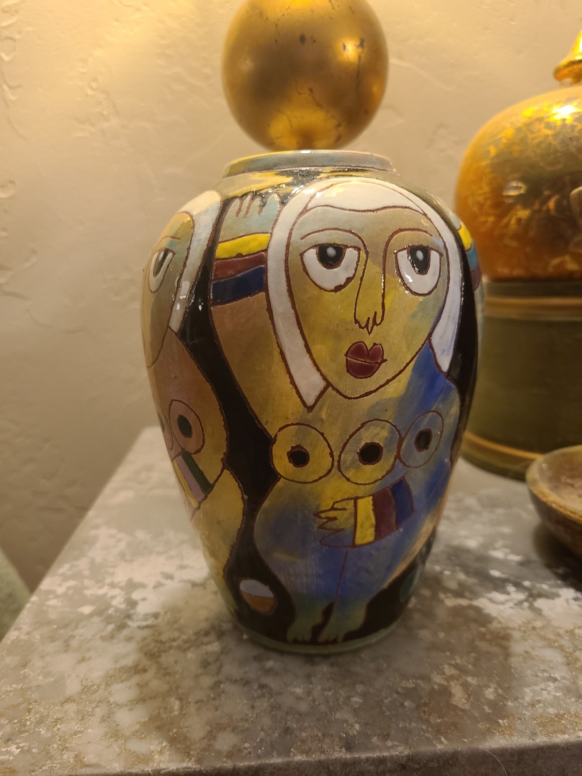 Washington Ledesma Hand-Painted Pottery Vase 1993 Nude