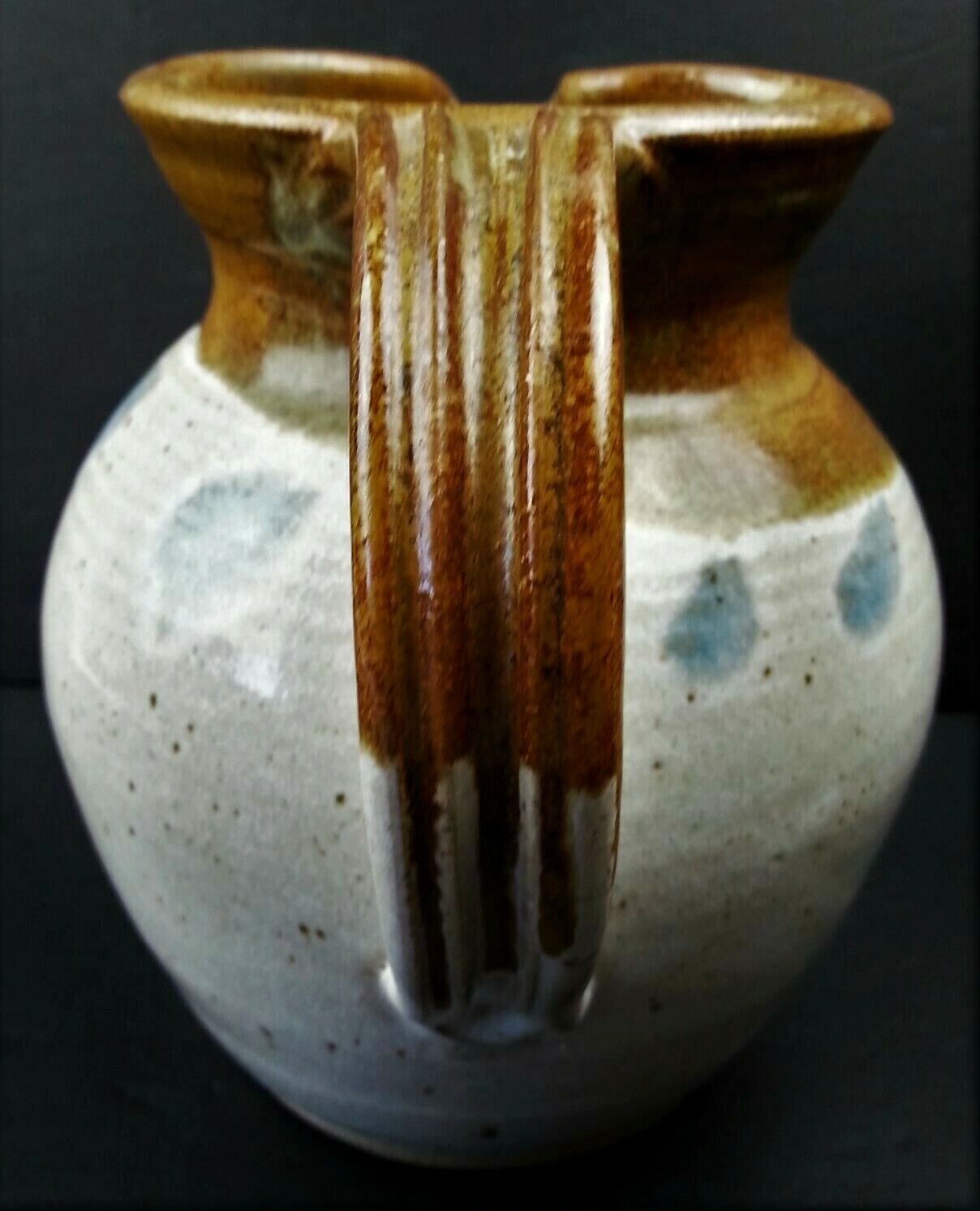 Stoneware Pitcher SIGNED Heavy Decorative Ceramic Pottery Decor Art 7 1/4″