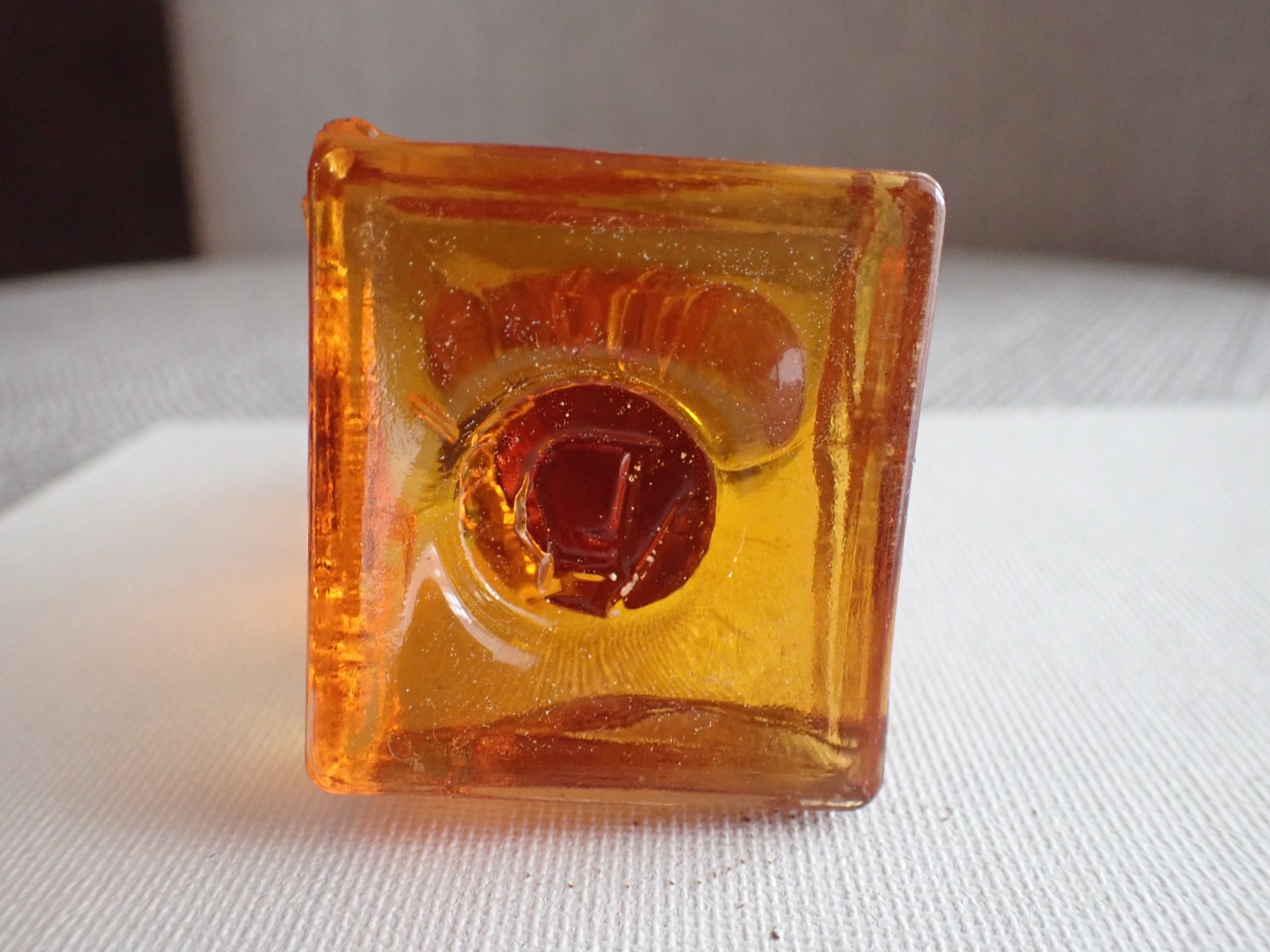 Degenhart Persimmon Glass Owl GLOWS