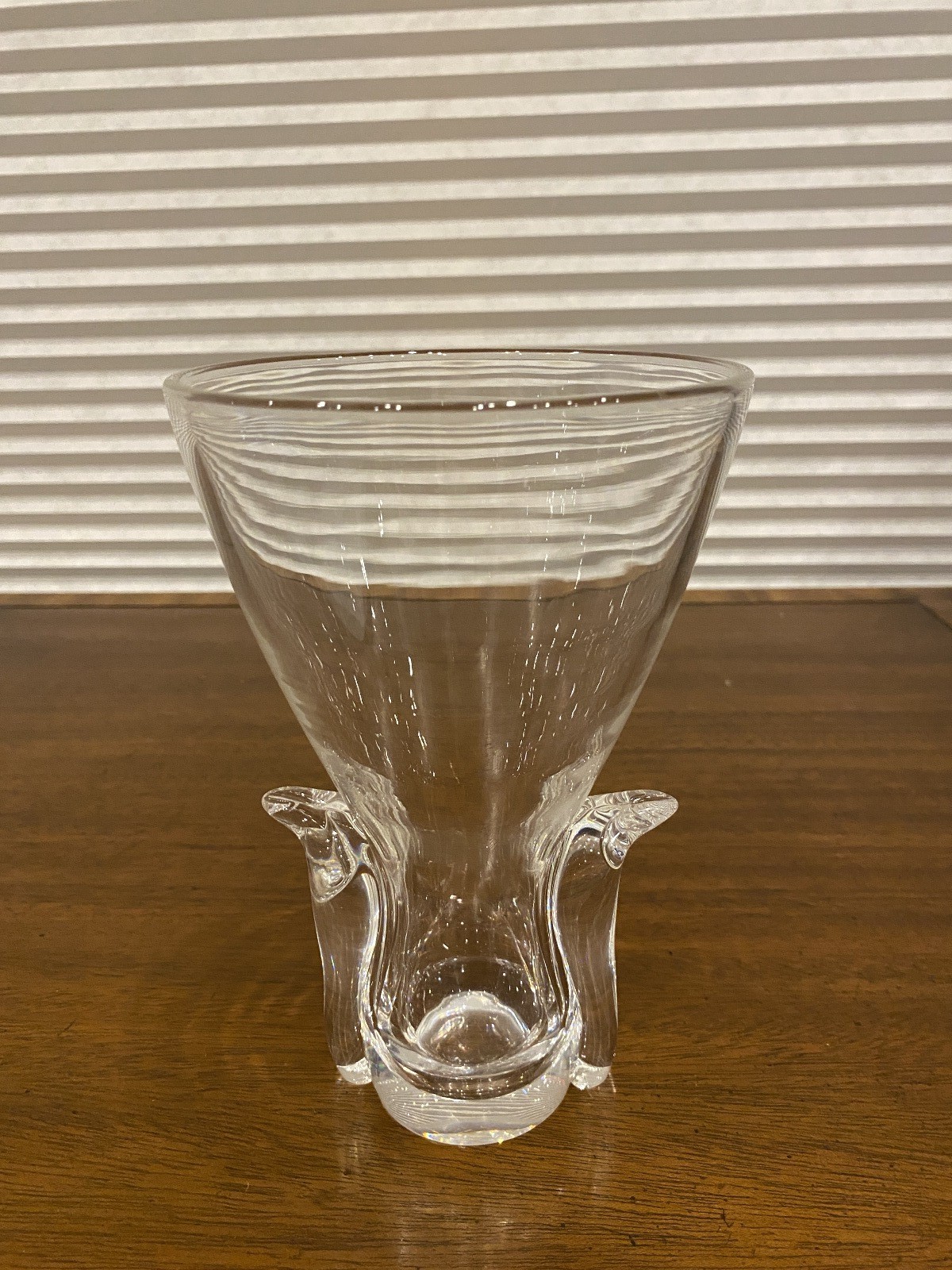 BEAUTIFUL VTG STEUBEN Lyre Crystal Vase By Lloyd Atkins SIGNED 7.75″H